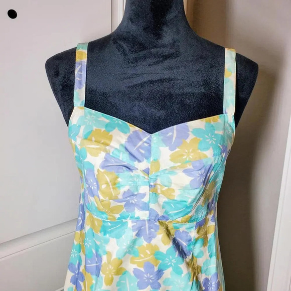 Eddie Bauer Blue Green and Cream Floral Vintage Sundress Size 4 - Picture 2 of 12